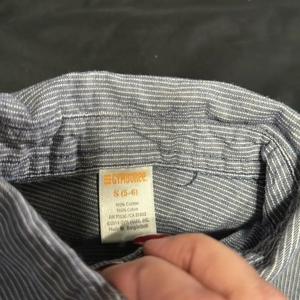 Gymboree Boys Blue/white stripe button down. Size S(5-6)